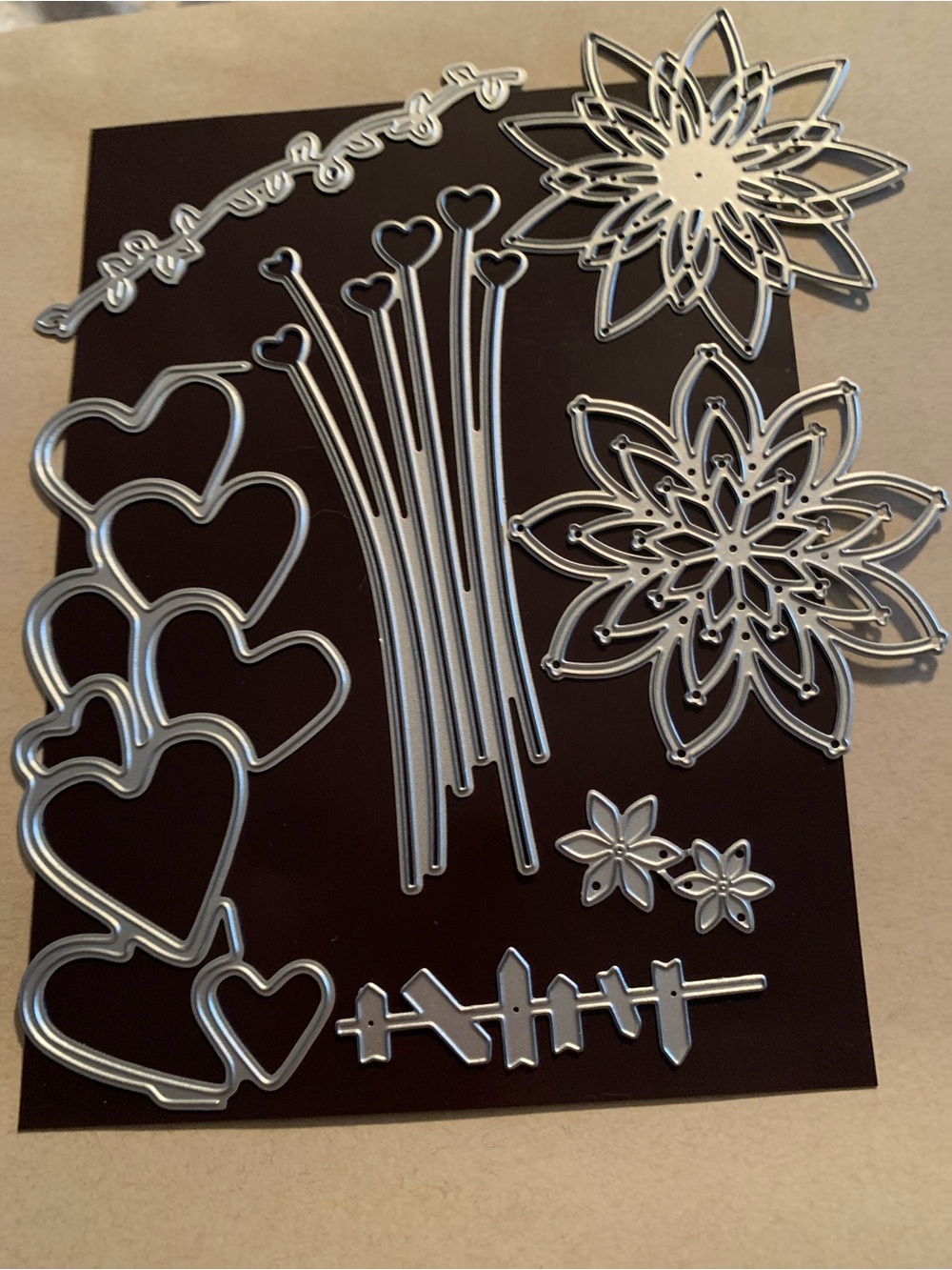 Assorted Floral & Heart Steel Craft Die Set - Silver